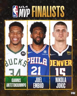 Jokic, Embiid y Antetokounmpo, finalistas a MVP de la NBA 2021-22