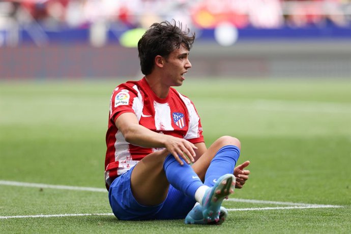 Joao Felix of Atletico de Madrid hurts during the spanish league, La Liga Santander, football match played between Atletico de Madrid and RCD Espanyol at Wanda Metropolitano stadium on April 17, 2022, in Madrid, Spain.