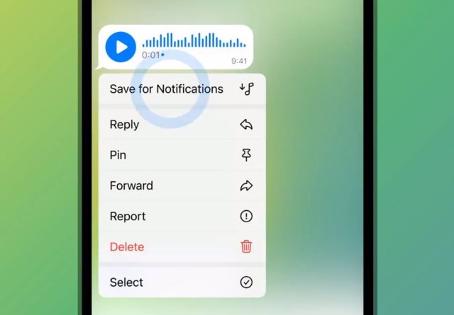 Captura de una nueva función de Telegram, que permite establecer notificaciones personalizadas
