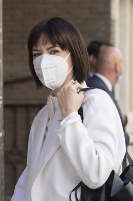 La ministra de Ciencia e Innovación, Diana Morant, a su llegada a una reunión de la Ejecutiva Federal del PSOE, en la sede socialista de la calle Ferraz, a 18 de abril de 2022, en Madrid (España).