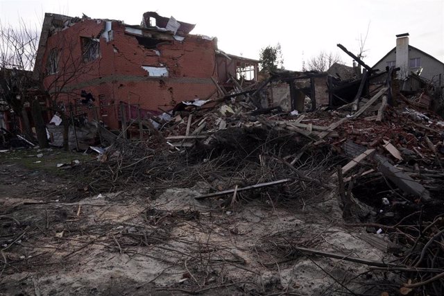 Edificios destruidos en la ciudad ucraniana de Sumi