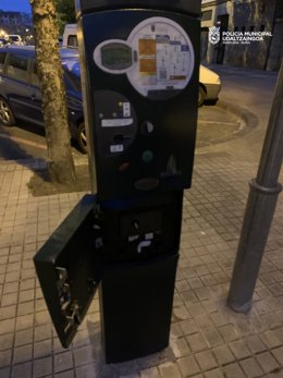 Máquina de la zona azul dañada.