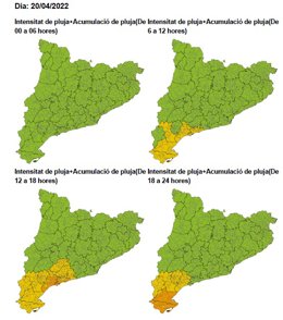 Imatge de la previsió de pluja de dimecres