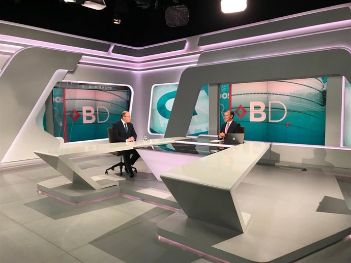 El vicesecretario de Organización del PP, Miguel Tellado, en una entrevista para la Televisión de Galicia.