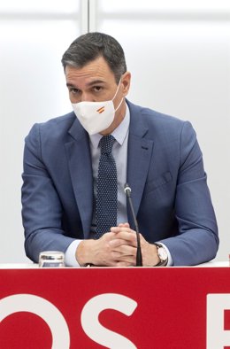 El presidente del Gobierno, Pedro Sánchez, en una reunión de la Ejecutiva Federal del PSOE, en la sede socialista de la calle Ferraz, a 18 de abril de 2022, en Madrid (España).
