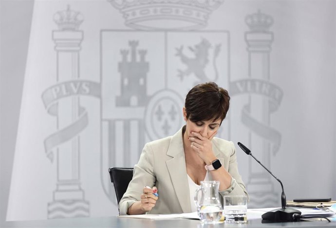 La ministra Portavoz, Isabel Rodríguez, en la rueda de prensa posterior al Consejo de Ministros