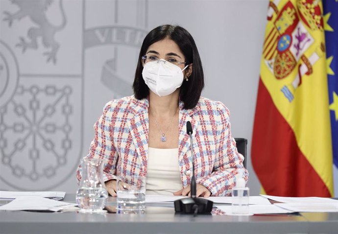 La ministra de Sanidad, Carolina Darias, en una rueda de prensa posterior al Consejo de Ministros.