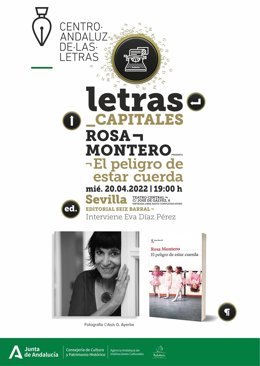 Cartel de la presentación del nuevo libro de Rosa Montero 'El peligro de estar cuerda'