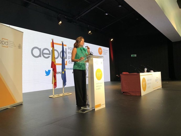Archivo - La directora de la Agencia Española de Protección de Datos (AEPD), Mar España, en la inauguración de la 11 Sesión Anual Abierta de la AEPD.