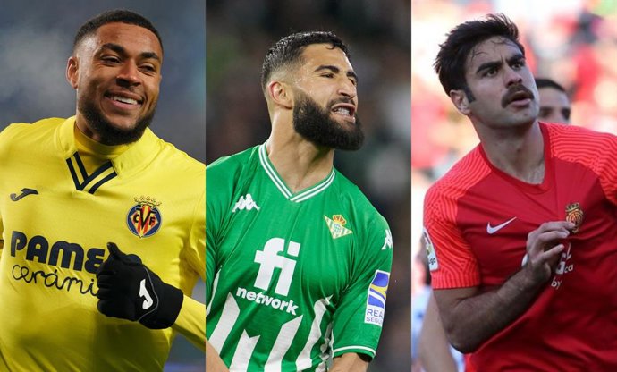 Danjuma, Fekir y Abdon Prats, jugadores de Villarreal, Betis y Mallorca