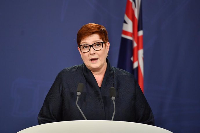 Archivo - Australian Foreign Affairs Minister Marise Payne during a press conference in Sydney, Monday, February 28, 2022. Minister Payne was due to hold a joint press conference with the Nauruan President Lionel Aingimea but was unable to attend. (AAP 