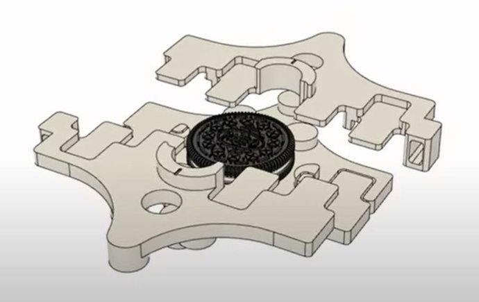 Instrumento para estudiar el comportamiento de los materiales en una galleta Oreo