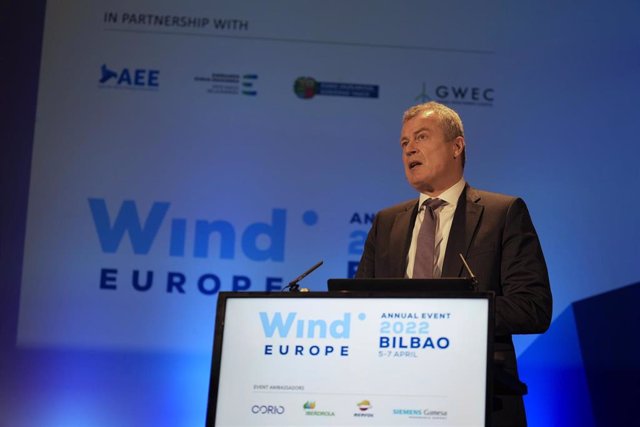 El CEO de Siemens Gamesa, Jochen Eickholt, en la inauguración del WindEurope Annual Event 2022 que se celebra en el BEC de Barakaldo (Bizkaia)
