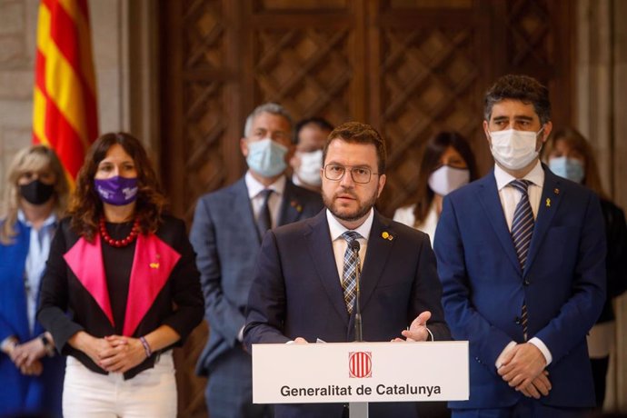El presidente de la Generalitat, Pere Aragons, comparece tras valorar el supuesto caso de espionaje a independentistas. ARCHIVO.