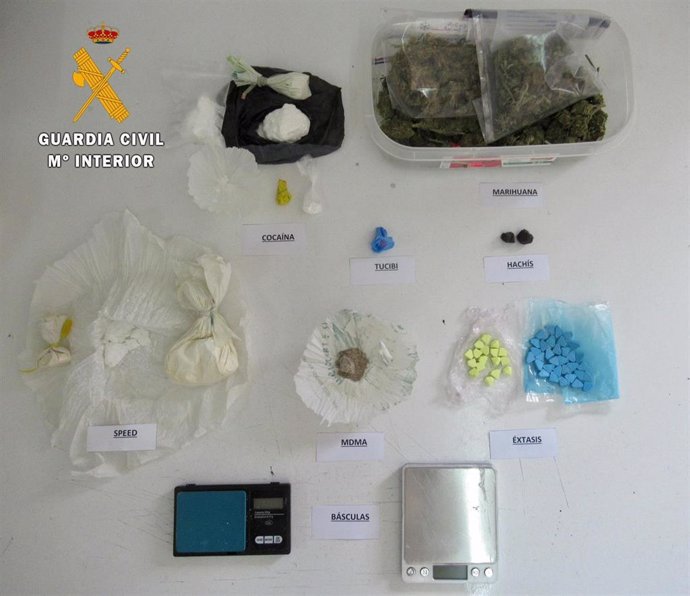 Sustancias intervenida en la operación contra las drogas en Las Hurdas.