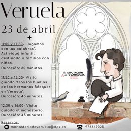 Cartel de la programación del monasterio de Veruela para el 23 de abril.