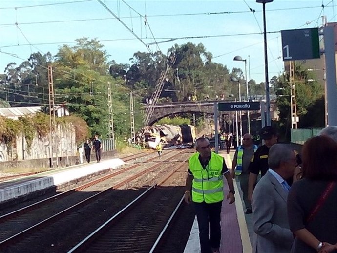 Archivo - Descarrilamiento del tren Celta en O Porriño, en septiembre de 2016, que produjo 4 fallecidos y casi medio centenar de heridos.