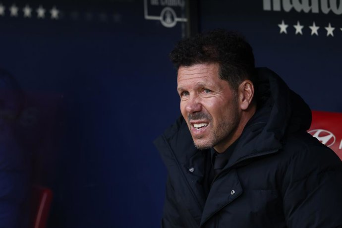 Diego Pablo Simeone, coach of Atletico de Madrid, looks on during the spanish league, La Liga Santander, football match played between Atletico de Madrid and Granada CF at Wanda Metropolitano stadium on April 20, 2022, in Madrid, Spain