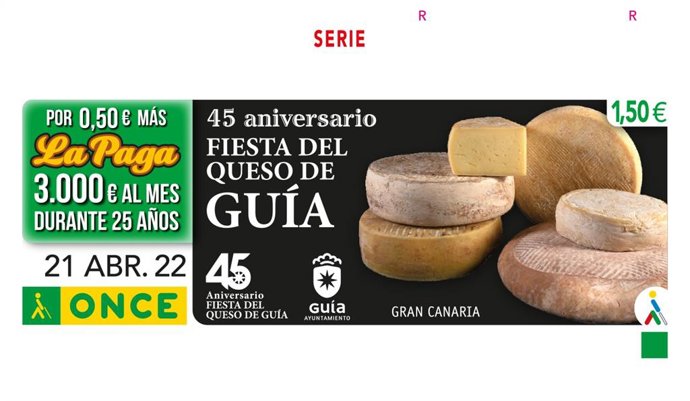 Cupón del 45 aniversario de la Fiesta del Queso de Guía, en Gran Canaria