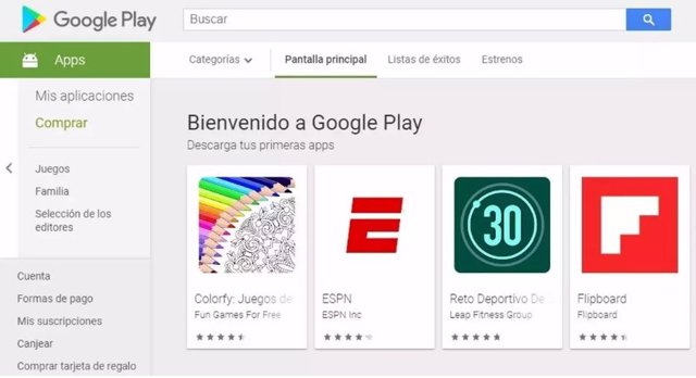 Captura de la tienda de aplicaciones de Android Google Play Store