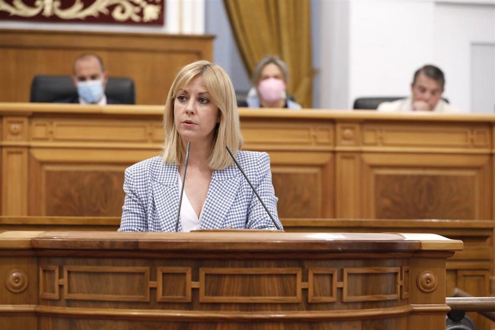 La portavoz del PSOE en las Cortes, Isabel Abengózar, en el uso de la palabra