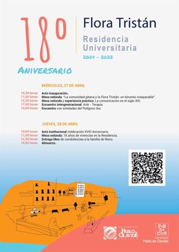 Cartel con las actividades programadas para celebrar el 18 cumpleaños de la Flora Tristán.