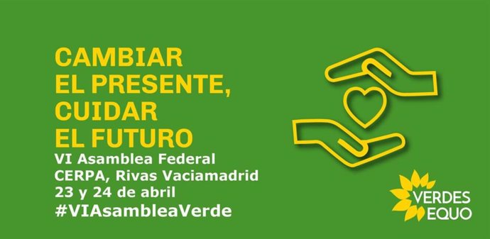 Cartel sobre la VI Asamblea Federal de Verdes Equo que tendrá lugar este fin de semana en la localidad de Rivas-Vaciamadrid.