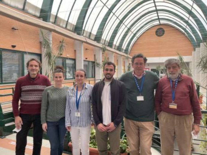 De izquierda a derecha: Los investigadores Daniel Moreno, Ana Sánchez, Cristina Vicente, Juan Diego  Hernández, Jaime Carvajal y Placido Navas