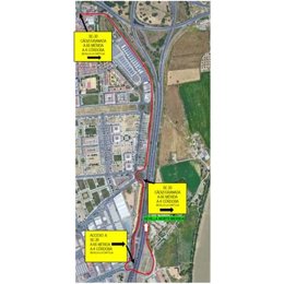 El Ministerio de Transportes activa este domingo y lunes 24 y 25 de abril desvíos de tráfico por trabajos en la A-49, en el enlace de La Pañoleta.