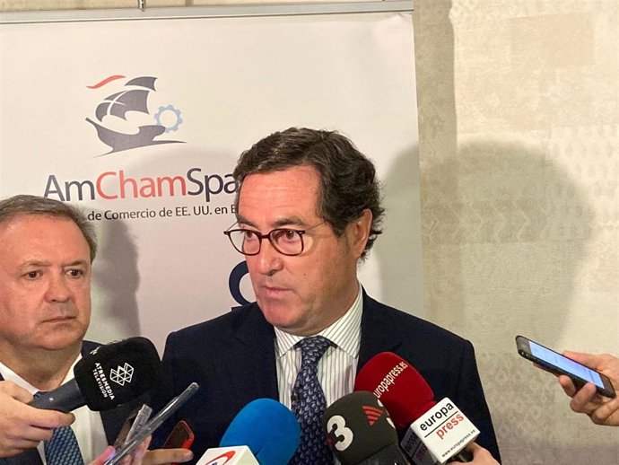 El presidente de la CEOE, Antonio Garamendi, este viernes en Barcelona