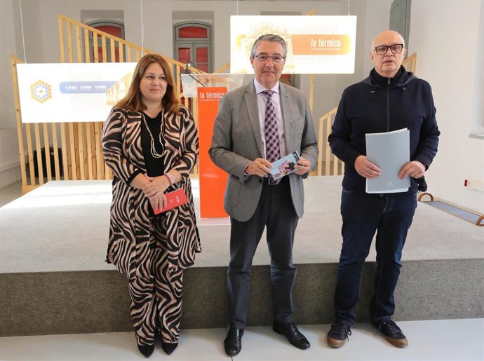 La diputada provincial y vicepresidenta segunda, Natacha Rivas; el presidente de la Diputación, Francisco Salado; y el director de La Térmica, Salomón Castiel.