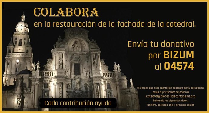 El Cabildo Catedralicio anima a colaborar económicamente en la restauración de la fachada de la Catedral de Murcia