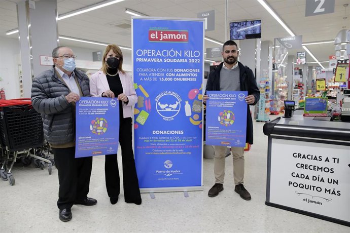 Comienza la Operación Primavera Solidaria del Banco de Alimentos en los supermercados El Jamón con el apoyo del Puerto de Huelva.