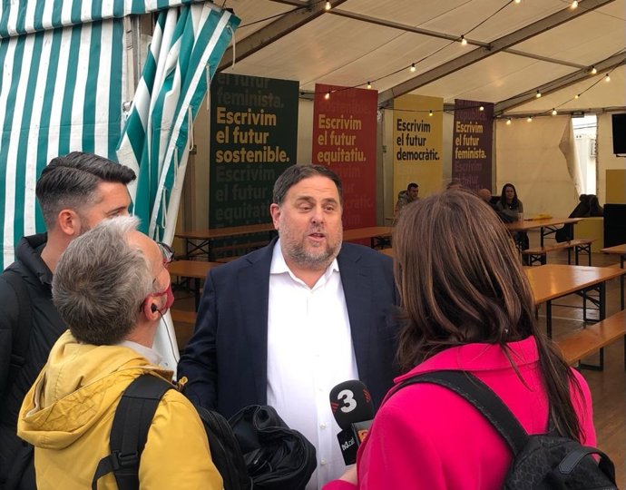 El líder de ERC, Oriol Junqueras, en la Feria de Abril de Barcelona, a 22 de abril de 2022.