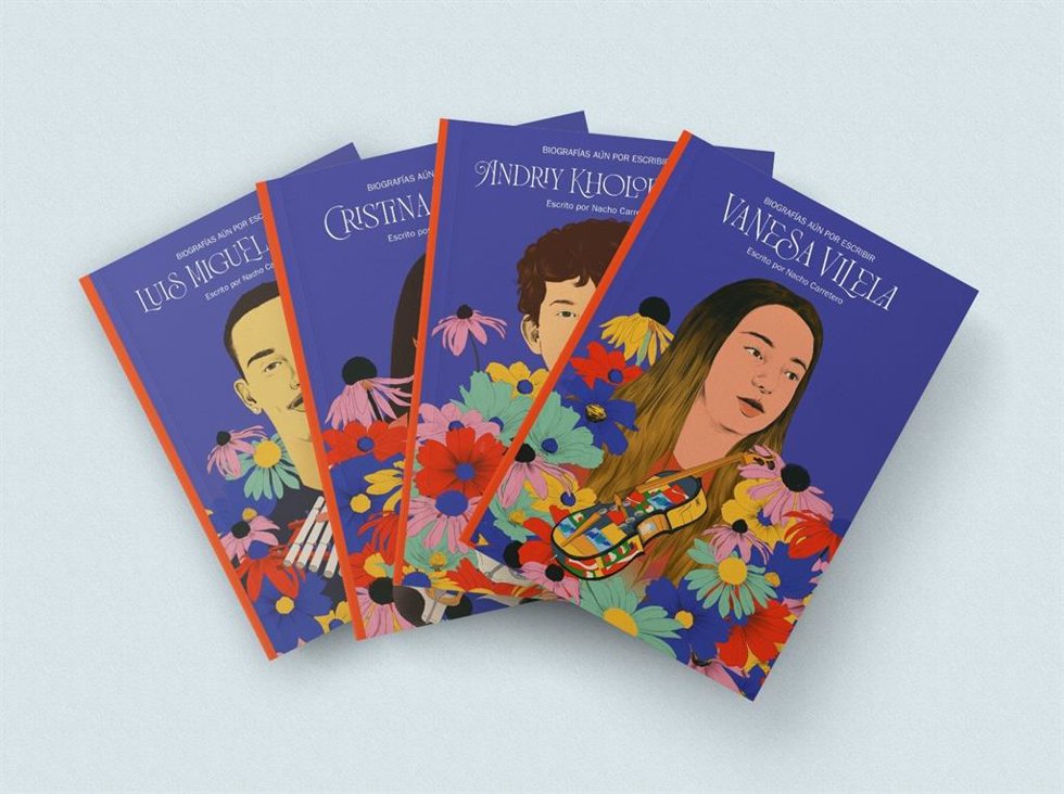 Biografías por escribir, una colección de cuatro libros libreta que narra la historia de cuatro integrantes de la orquesta de instrumentos reciclados La Música del Reciclaje, de Ecoembes.