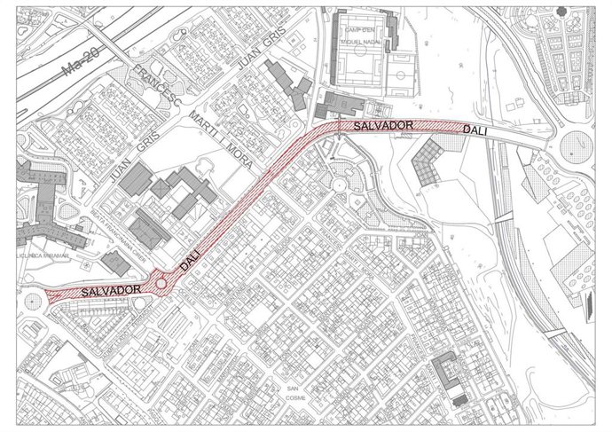 Comienzan los trabajos de asfaltado de la calle Salvador Dalí de Palma.