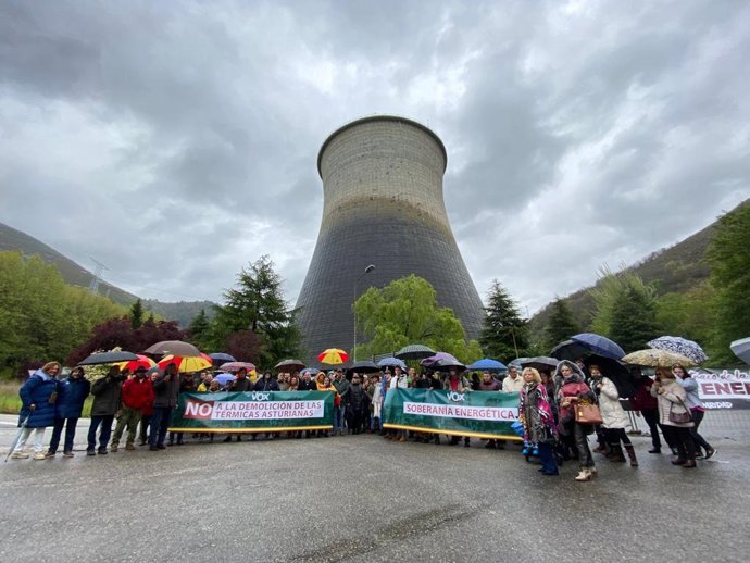 Acto político de Vox frente a la térmica  de Soto de la Barca.
