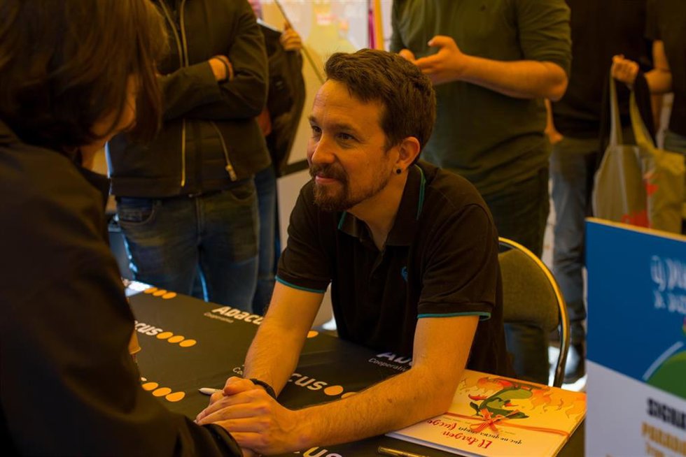El exvicepresidente del Gobierno y exlíder de Podemos, Pablo Iglesias, en la celebración de Sant Jordi en Barcelona