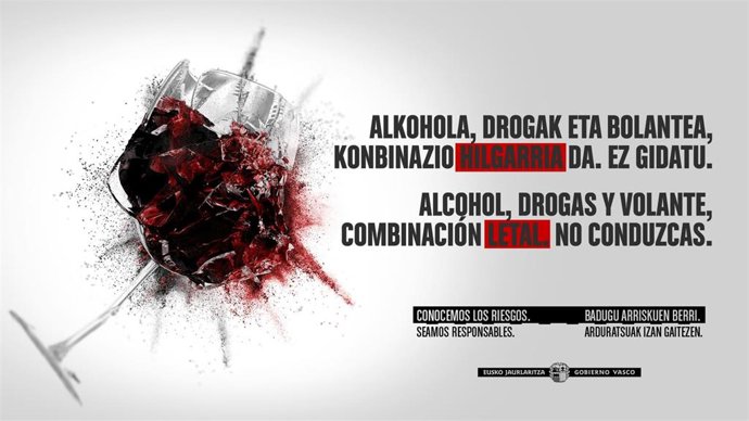 Campaña del Gobierno Vasco para prevenir la conducción bajo los efectos de drogas o alcohol