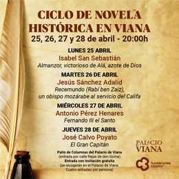 Cartel del Ciclo de Novela Histórica en Viana.