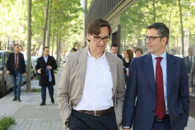 El primer secretari del PSC, Salvador Illa, i el ministre de la Presidència, Félix Bolaños