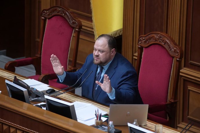 Archivo - 08 October 2021, Ukraine, Kyiv: Newly-appointed Chairman of the Verkhovna Rada of Ukraine Ruslan Stefanchuk speaks during the parliamentary sitting. Photo: -/Ukrinform/dpa