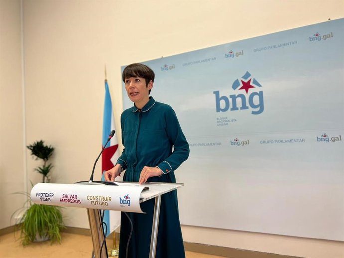 La portavoz nacional del BNG, Ana Pontón, en rueda de prensa este lunes