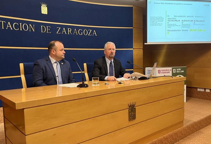 Presentación del balance 2021 del servicio de Gestión y Atención Tributaria de la DPZ, en la sala de prensa.