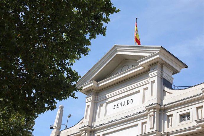 Archivo - Fachada exterior del Palacio del Senado en Madrid.