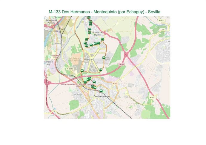 Mapa facilitado por el Ayuntamiento nazareno para informar de los desvíos y cambios de recorrido de la línea M-133.