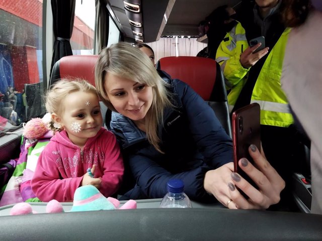 Autobús con personas refugiadas de Ucrania