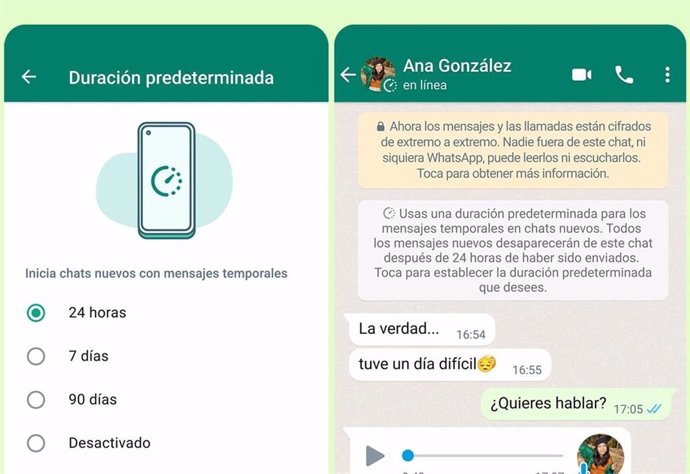 Función de mensajes que desaparecen en WhatsApp