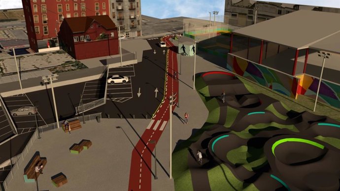 Infografía del Pump Track, el bidegorri, las zonas de estancia o los aparcamientos de Punta Zorroza.