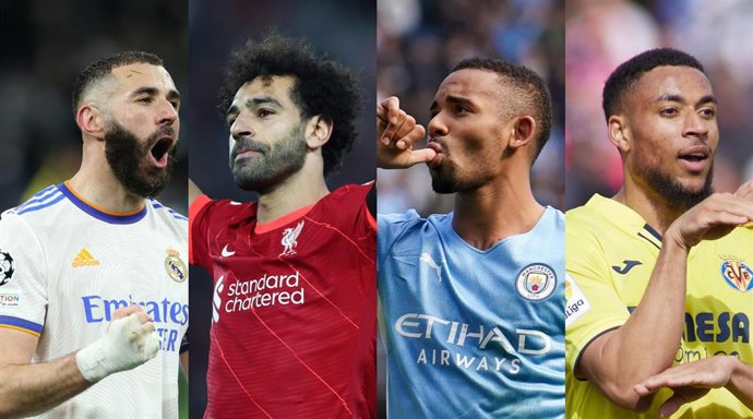 Karim Benzema (Real Madrid), Mohamed Salah (Liverpool), Gabriel Jesus (Manchester City) y Arnaut Danjuma (Villarreal)